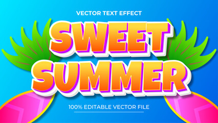 Poster - Summer 3d editable text effect and sea landscape background