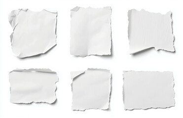 Aufkleber - Torn paper pieces white background texture scrapbooking design elements collage art isolated blank sheet