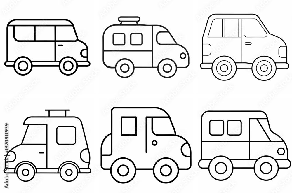 Easy Shapes Transportation Vehicle Outline Coloring Page Line Art ...