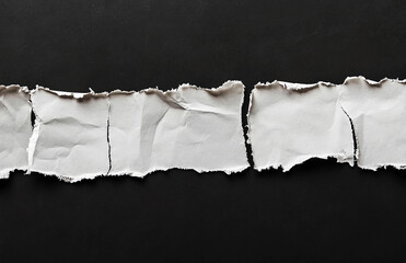 Aufkleber - Torn paper texture background white paper pieces on black surface abstract design element concept 99