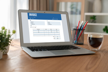 Poster - invoice on computer screen from accounting application. computer program for financial and budget of