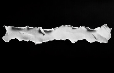 Aufkleber - Isolated white paper tear on black background for graphic design element and overlay texture effect use