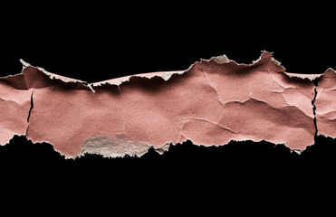 Aufkleber - Torn paper texture background, ripped paper edge, grunge paper, pink paper, black background, design element