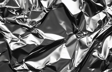Poster - Shiny silver foil texture background crumpled metal surface abstract backdrop material design pattern