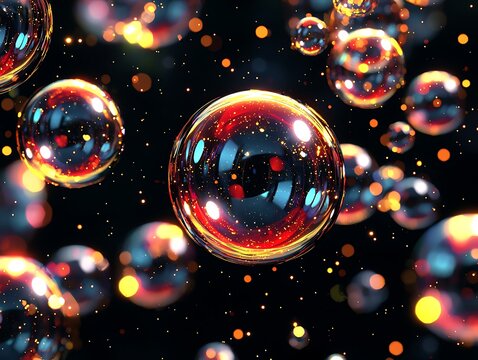 Glowing Bubbles with Dark Background.