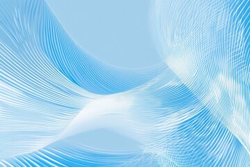 Aufkleber - a blue and white abstract painting with a wavy line. strategy with minimalist waves in light blue an