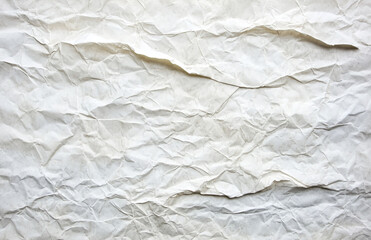 Poster - White crumpled paper texture background for design, old wrinkled parchment, abstract pattern surface