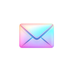 Poster - Holographic Pastel Envelope Icon Design Digital Mail Symbol, isolated on transparent Background