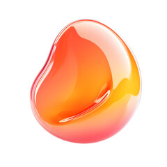 Poster - Abstract Orange and Yellow Glossy Blob Design 3D Render, isolated on transparent Background
