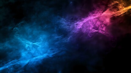 Poster - Vibrant cosmic nebula with glowing blue and pink colors merging in dark space, creating dramatic celestial atmosphere for astronomy and space designs.