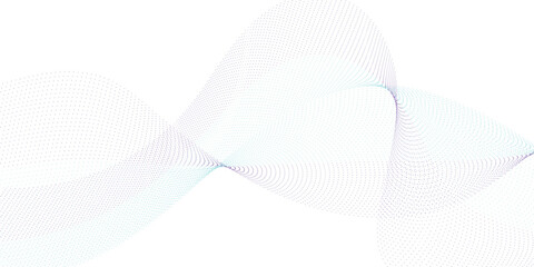 Poster - Halftone flowing wavy gradient dots shape isolated on transparent background. Digital future technology concept. Design for web design, music, cover, technology, science, data, banner, flayer, poster.