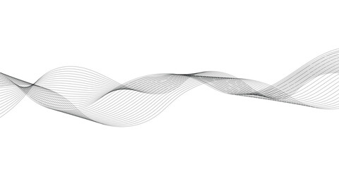 Poster - Abstract grey, white wavy smooth element swoosh speed wave modern stream curve and technology lines on transparent background. Thin line wavy abstract vector background. Curve wave seamless pattern. V