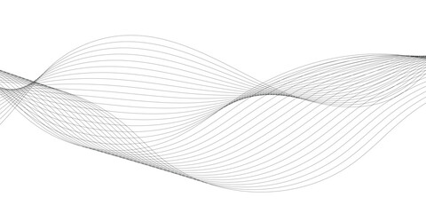Poster - Abstract wavy technology curve lines on transparent background isolated. Grey wave swirl, frequency sound wave, twisted curve lines with blend effect. Abstract business wave lines. vector illustration
