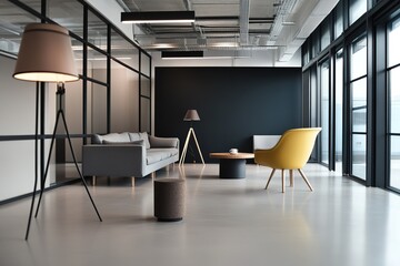 Poster - Modern office waiting area with seating and stylish design elements Contemporary space