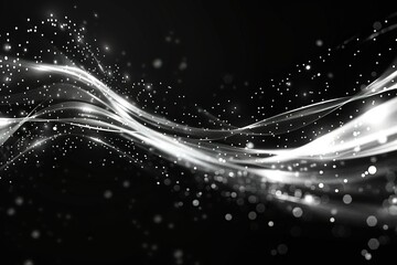 Poster - Abstract wave of light and particles against a dark background modern and stylish