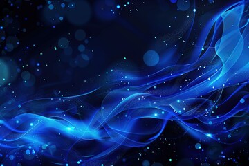 Poster - Abstract blue luminous waves flow gracefully creating a mesmerizing and ethereal display