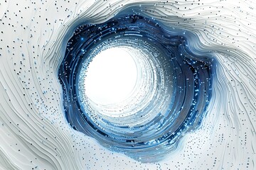Poster - Abstract Tunnel: A swirling vortex of white and blue leading to a bright center