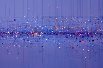 Poster - Interconnected data points form a vibrant complex network on a pastel backdrop