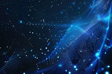 Fototapete - Abstract blue network with many glowing dots resembling a technological structure
