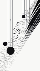 Poster - Abstract Black and White Minimalist Design with Dots and Lines Vector Art
