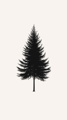 Poster - Minimalist Black Vector Pine Tree Illustration for Winter or Christmas Themes