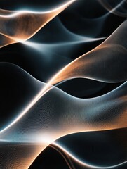 Leinwandbilder - Futuristic digital background displaying glowing soft waves and negative space showcasing modern cyber elegance in a surreal atmosphere