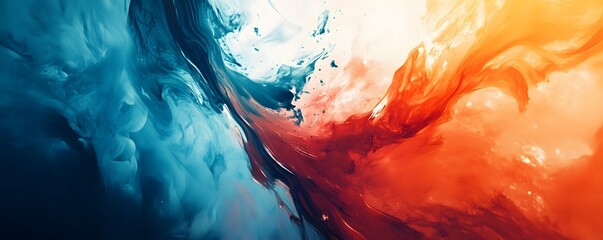 Poster - A vibrant abstract background showcasing swirling colors of blue and orange, creating a visually striking contrast. Perfect for artistic designs and modern creative projects.