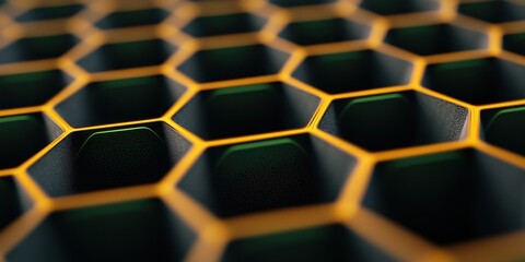 Poster - Abstract Honeycomb Pattern with Glowing Edges in Modern Design