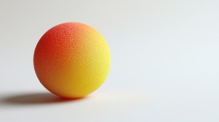 Poster - A vibrant, ombre sphere, a gradient of yellow and red, rests on a minimalist white background. The texture is subtly grainy, adding depth to its smooth form.