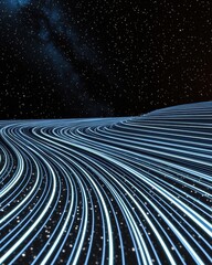 Poster - Cosmic Flow: Abstract Digital Art Depicting Energy, Data, and the Vast Universe