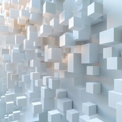Aufkleber - Abstract Arrangement: A Dynamic Composition of White Geometric Cubes Creates a Modern and Minimalist Architectural Design