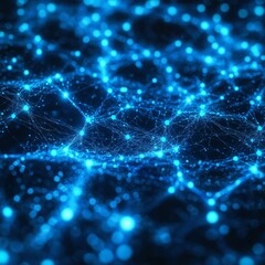 Leinwandbilder - Intricate Network of Glowing Blue Nodes and Connections, Representing Data, Technology, or Abstract Neural Pathways 