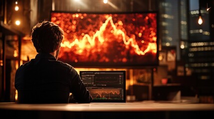 Poster - analyzing financial trends urban office data visualization modern workspace digital insights