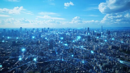 Poster - Futuristic Cityscape: A Connected Metropolis