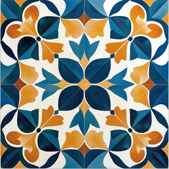 Poster - Colorful mediterranean ceramic tile with floral pattern creating a decorative design