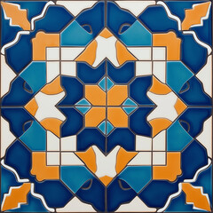 Poster - Colorful square tile showing intricate geometric pattern