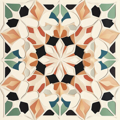 Poster - Colorful geometric pattern forming an islamic art design