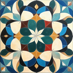 Poster - Colorful ornate floral tile design creating a stunning visual