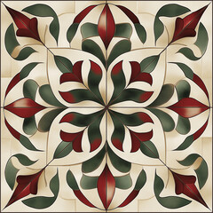Poster - Square tile showing floral pattern creating a kaleidoscopic effect