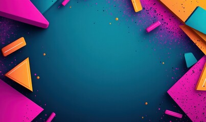 Poster - Colorful geometric shapes form a vibrant abstract background with a modern, playful design.