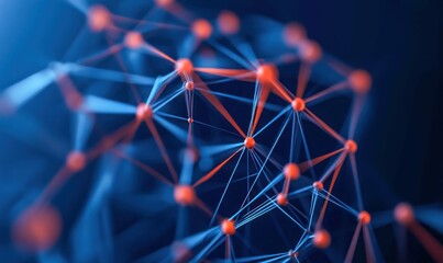 Poster - Interconnected red spheres and blue lines create an abstract network visualization.