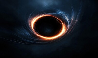 Poster - An eye-catching abstract rendering of a black hole with swirling light and energy around it.