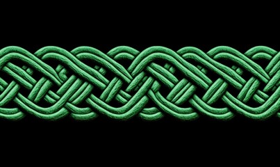 Poster - Intricate green knot design on black background symbolizing interconnectedness and Celtic heritage.