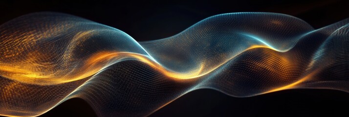 Fototapete - Futuristic digital background with glowing soft waves showcasing modern cyber elegance in a sleek design