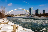 Humber Bay Arch Bridge Toronto Ontario in winter