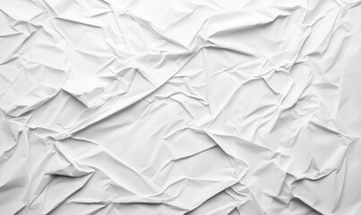 Poster - Close-up shot of white crumpled paper creating an abstract background with natural light and shadows.