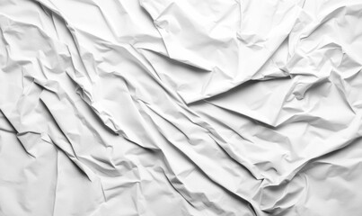 Poster - Close up of crumpled white paper, showcasing the abstract patterns of light and shadow.