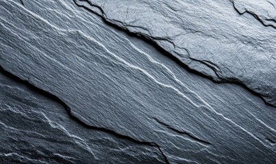 Poster - Detailed close-up showcasing the intricate texture of a rugged, dark gray slate surface.