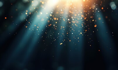 Poster - Golden light rays shine through a smoky atmosphere, creating an ethereal and magical scene.