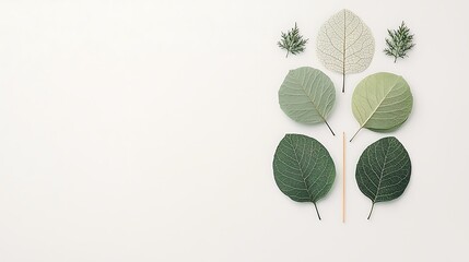 Aufkleber - Abstract arrangement of various shades of green and gray leaves